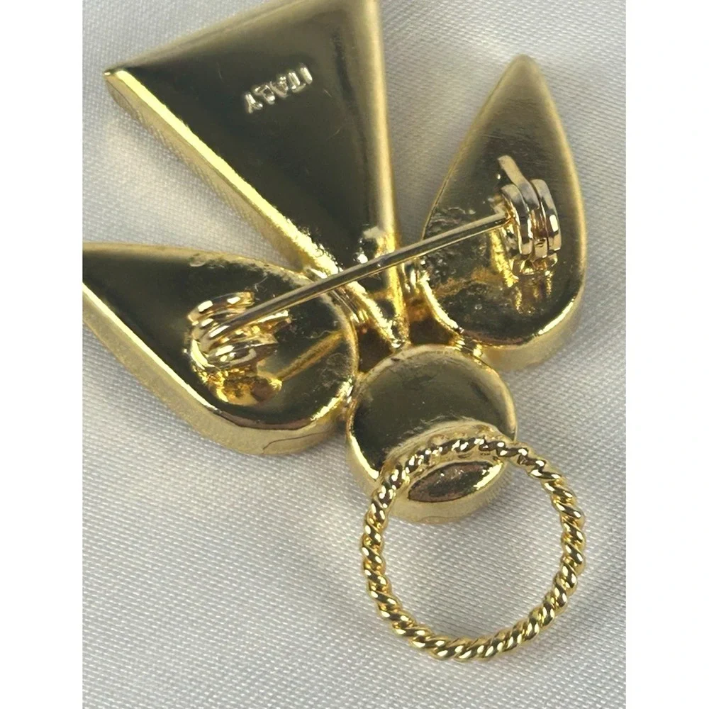 Vintage Micro Mosaic Angel Pin With Halo Floral Pattern Gold Tone Made In Italy